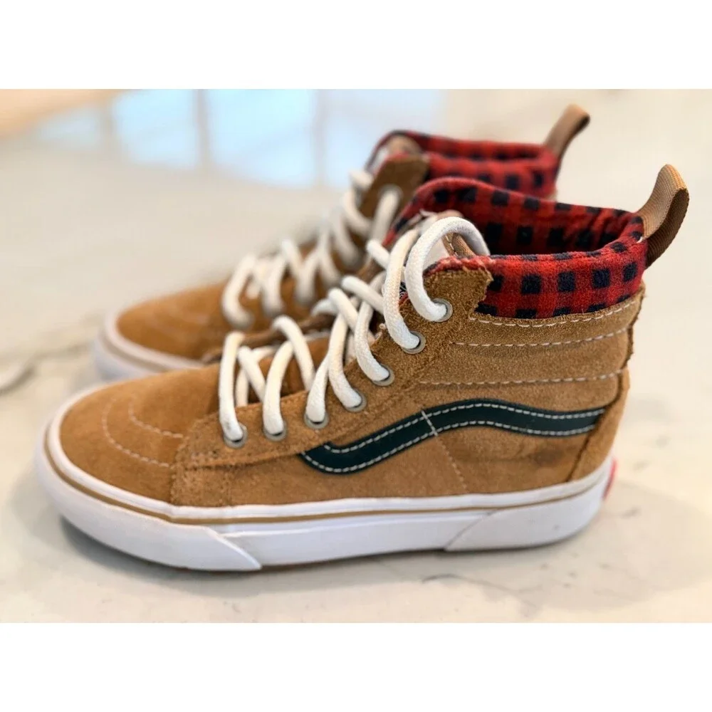 Vans Sk8-Hi MTE-1 Plaid Brown Youth SZ 1